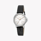 Esprit Women's Black Leather Watch, Silver Dial | ES1L144L2015