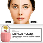 Face Glow Ice Roller for reducing puffiness, fine lines, and promoting skin circulation. Cooling therapy Face Glow Ice Roller for all skin types, enhancing facial contours. DIY ice cubes with essential oils for rejuvenating facial therapy using Face Glow Ice Roller.