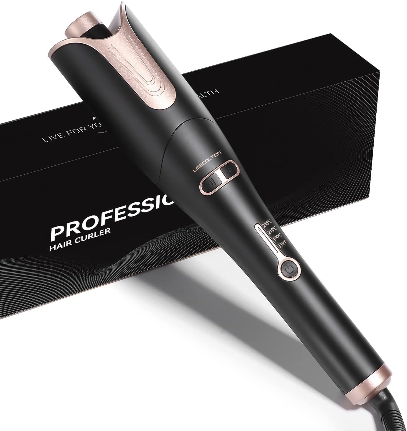 Lescolton Automatic Curling Iron in black, designed for effortless large curls.