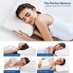 "ZAMAT Contour Memory Foam Pillow for neck pain relief, ergonomic design for side, back, and stomach sleepers."