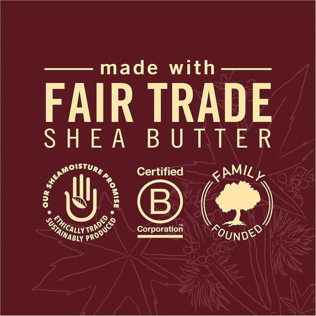 Shea Moisture Jamaican Black Castor Oil Strengthen & Restore Leave-In Conditioner, 11.5 oz jar. Close-up of Shea Moisture leave-in conditioner with shea butter, peppermint, and apple cider vinegar.