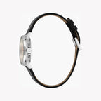 Esprit Women's Black Leather Watch, Silver Dial | ES1L144L2015