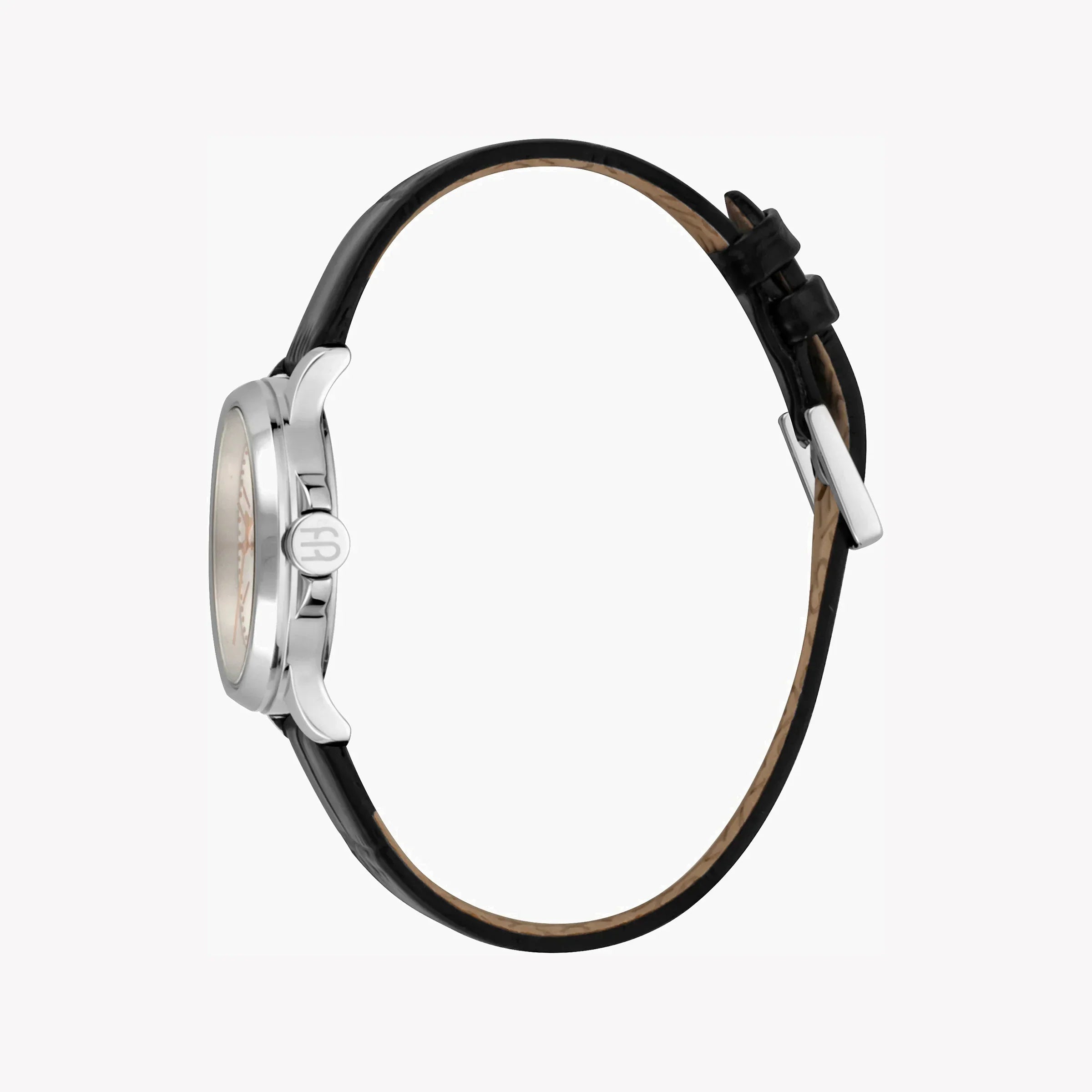 Esprit Women's Black Leather Watch, Silver Dial | ES1L144L2015